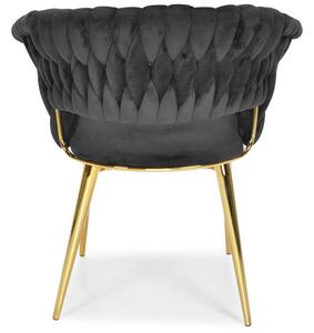 OUTLET - krzesło glamour plecione oparcie IRIS LUX - czarne
