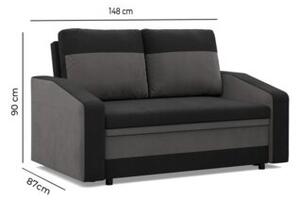 Sofa rozkÅadana, mikrofaza, AURELO, 148x87x90 cm, czarny, biaÅy | TYLETEGOTU