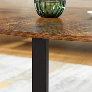 Okrągły stolik kawowy w stylu industrialnym o średnicy 88 cm, kolor czarny/rustykalny brąz