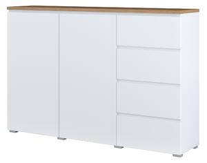 Komoda ORVO 150 cm do Salonu Sypialni Biały-dąb mauvella