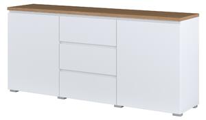 Komoda ORVO 150 cm do Salonu Sypialni Biały-dąb mauvella