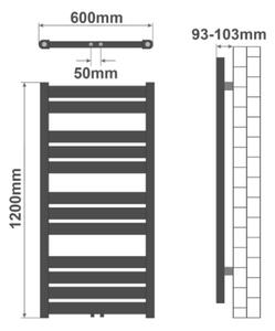 AQUAMARIN Grzejnik łazienkowy pionowy 1200 x 600 mm, biały