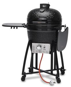 Grill ogrodowy ceramiczny węglowo-gazowy KOLER Kamado EG22-GAS Zamykany, okrągły, żeliwny ruszt, kółka, termometr