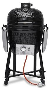 Grill ogrodowy ceramiczny węglowo-gazowy KOLER Kamado EG22-GAS Zamykany, okrągły, żeliwny ruszt, kółka, termometr
