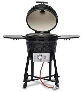 Grill ogrodowy ceramiczny węglowo-gazowy KOLER Kamado EG22-GAS Zamykany, okrągły, żeliwny ruszt, kółka, termometr