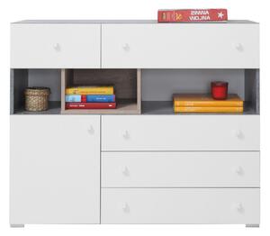 Komoda GALIA 110 cm do Salonu Sypialni 5 Szuflad Biały