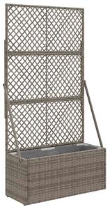 Donica ogrodowa z trellem Szary 70 x 30 x 135 cm polirattan