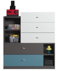 Komoda FIUME 90 cm do Salonu Sypialni 5 Szuflad Grafit