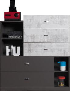 Komoda FIUME 90 cm do Salonu Sypialni 5 Szuflad Grafit