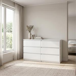 Komoda NUDO 120 cm do Salonu Sypialni 6 Szuflad Biały