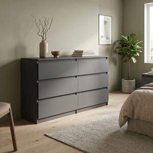 Komoda NUDO 138,5 cm do Salonu Sypialni 6 Szuflad Antracyt