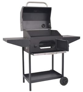 Grill węglowy z wędzarnią i dolną półką, czarny