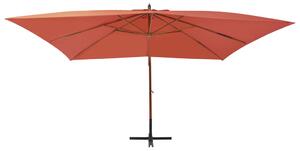 Wiszący parasol z drewnianym słupkiem, 400x300 cm, terakotowy