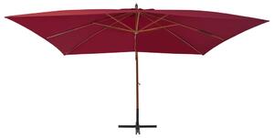 Wiszący parasol z drewnianym słupkiem, 400x300 cm, bordowy