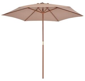 Parasol ogrodowy na drewnianym słupku, 270 cm, taupe