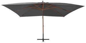 Wiszący parasol z drewnianym słupkiem, 400x300 cm, antracytowy