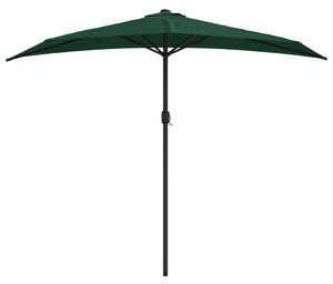 Półparasol balkonowy na słupku z aluminium, 270x144 cm, zielony