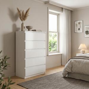 Komoda NUDO 70 cm do Salonu Sypialni 5 Szuflad Biały
