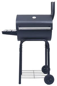 Grill ogrodowy z wędzarnią i dolną półką, czarny