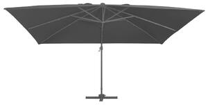 Parasol z LED i aluminiowym słupkiem, 400x300 cm, czarny