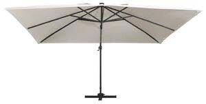 Parasol z LED i aluminiowym słupkiem, 400x300 cm, piaskowy