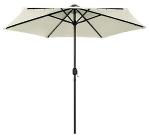 Parasol ogrodowy z LED i aluminiowym słupkiem, 270 cm, piaskowy