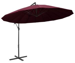 Wiszący parasol ogrodowy, burgund, 3 m, słupek aluminiowy