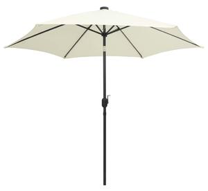Parasol ogrodowy z LED i aluminiowym słupkiem, 300 cm, piaskowy