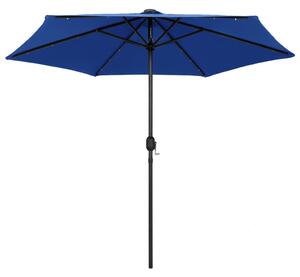 Parasol ogrodowy z LED i aluminiowym słupkiem 270 cm, niebieski