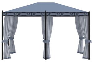 Altana ogrodowa z zasłonami z siatki, 3x4 m, antracytowa, stal