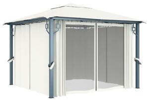 Altana ogrodowa z zasłonami, 300 x 300 cm, kremowa, aluminium