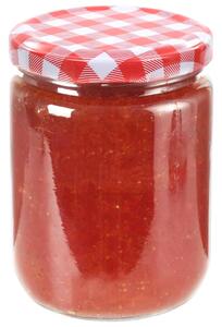 Szklane słoiki na dżem, biało-czerwone pokrywki, 96 szt, 230 ml