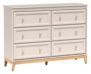 Komoda CUNEO 135,5 cm do Salonu Sypialni 6 Szuflad Kaszmir