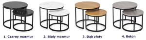 Dwa okrągłe stoliki kawowe do salonu dąb złoty - Efis