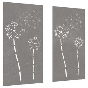 Ogrodowe dekoracje ścienne, 2 szt., 105x55 cm, stal kortenowska