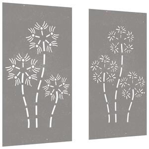 Ogrodowe dekoracje ścienne, 2 szt., 105x55 cm, stal kortenowska