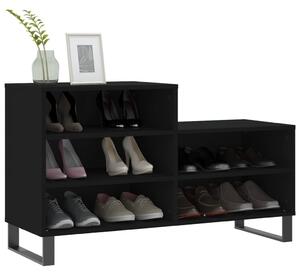 Szafka na buty, czarna, 102x36x60 cm, materiał drewnopochodny