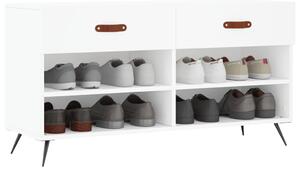 Ławka z miejscem na buty, biała, 102x35x55 cm