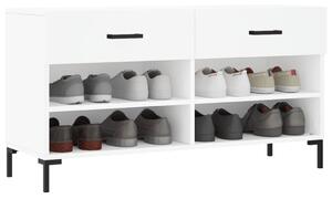 Ławka z miejscem na buty, biała, 102x35x55 cm