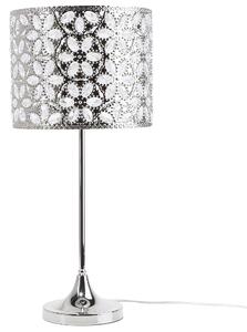 Lampa stołowa dekoracyjna lampka metalowy klosz kryształki srebrna Sajo L Beliani