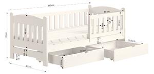 80x180 Łóżko dziecięce drewniane Alvins z szufladami - biały