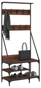 Wieszak na ubrania z miejscem na buty, brązowy dąb 80x40x184 cm