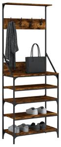 Wieszak na ubrania z miejscem na buty, ciemny dąb 70x34x184 cm
