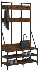 Wieszak na ubrania z miejscem na buty brązowy dąb 100x40x184 cm