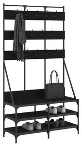 Wieszak na ubrania z miejscem na buty, czarny, 100x40x184 cm