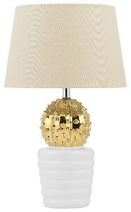 Dekoracyjna lampa stołowa ceramiczna podstawa kaktus biało-złota Velise Beliani