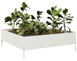 Podwyższona donica, biała, 100x100x33,5 cm, stal
