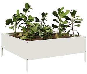 Podwyższona donica, biała, 100x100x41 cm, stal