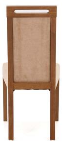 MebleMWM Krzesło drewniane ROMA 5 | Ekoskóra beżowa | orzech | OUTLET