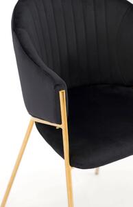MebleMWM Krzesło Glamour DC-890-1 | Welur | Czarny | Złote nogi | Outlet